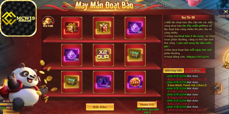 Cách chơi Game Đoạt Bảo MCW19 cơ bản